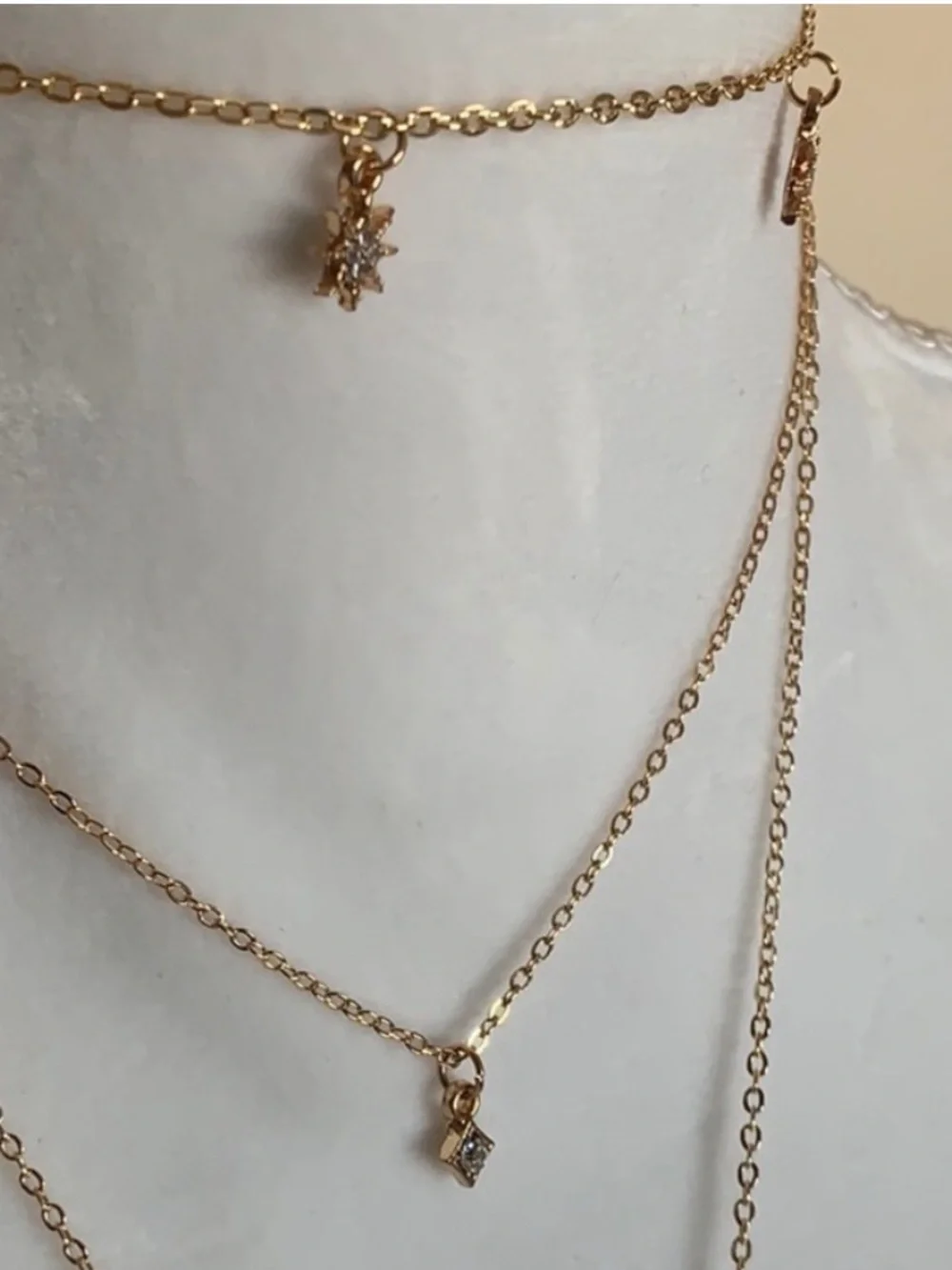 Delicate Layered Y Necklace in Gold